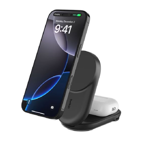 Belkin - Belkin UltraCharge Qi2 2合1 可折疊磁吸充電器 25W [黑色 / 白色] CR-WIZ039MY_ALL