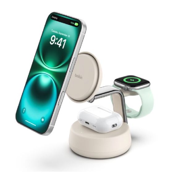 Belkin - Belkin UltraCharge Pro Qi2 3合1 磁吸無線充電座 25W [炭灰色 / 砂色] CR-WIZ040MY_ALL