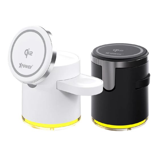 Xpower - MAGENGINE GE1 Qi2 迷你掌心五合一 MagCharge 15W 磁吸無線充電座 [黑色 / 白色] CR-XP-MAG-GE1-ALL