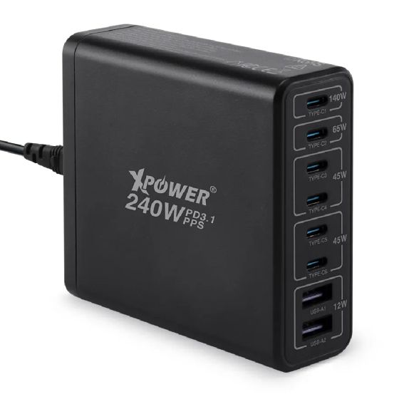 XPower - PC240 GaN 240W 8輸出 PD3.1/PPS 桌上型GaN充電器 CR-XP-PC240