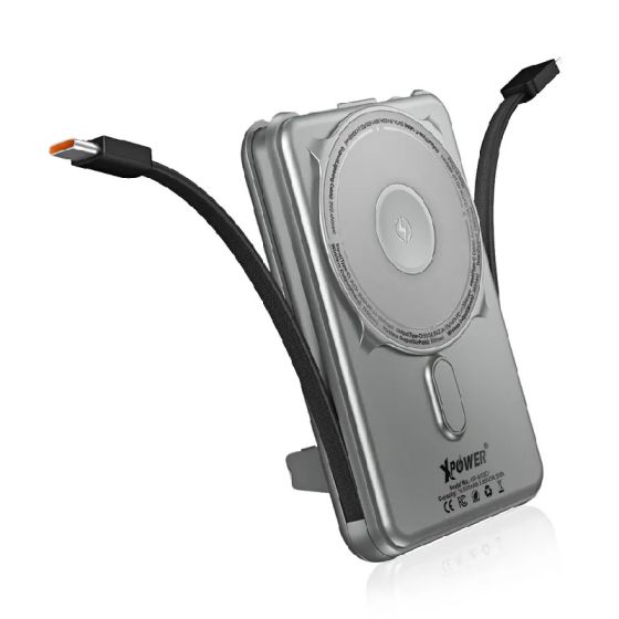 XPower - M10C+ 6合1多功能數顯10000mAh 20W PD3.0 + 磁吸無線移動電源 [銀色] XP_M10CP_SV