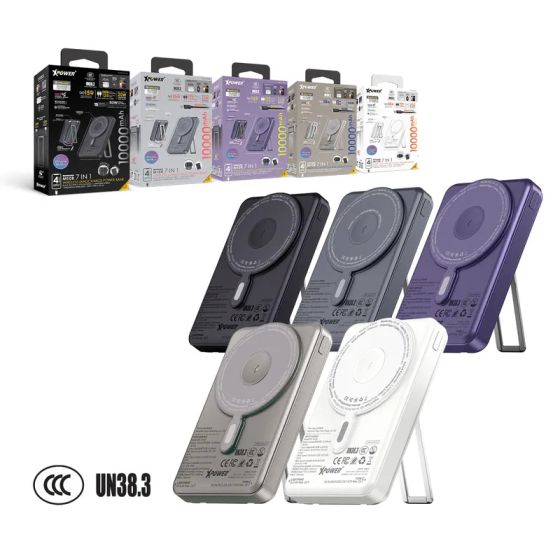 [3C CCC 認證] XPower - M10R 7合1 10000mAh PD 3.0雙內置線+磁吸無線移動電源連支架 [多種顏色]