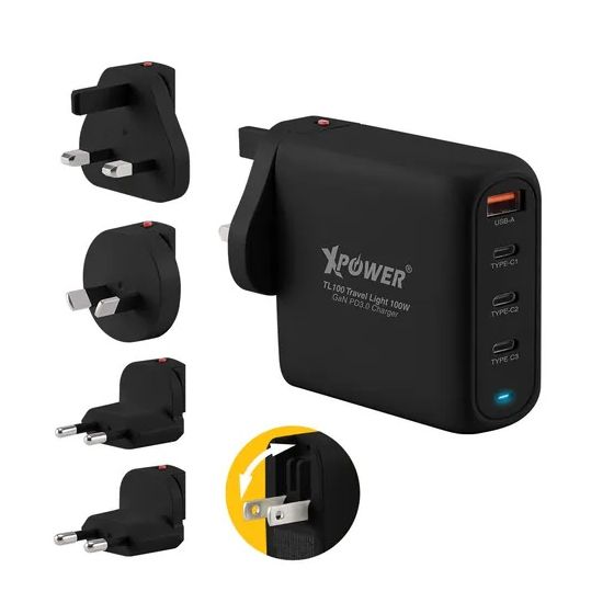 XPower - TL100 Travel Light 100W 4輸出100W PD3.0 GaN 旅行充電器 