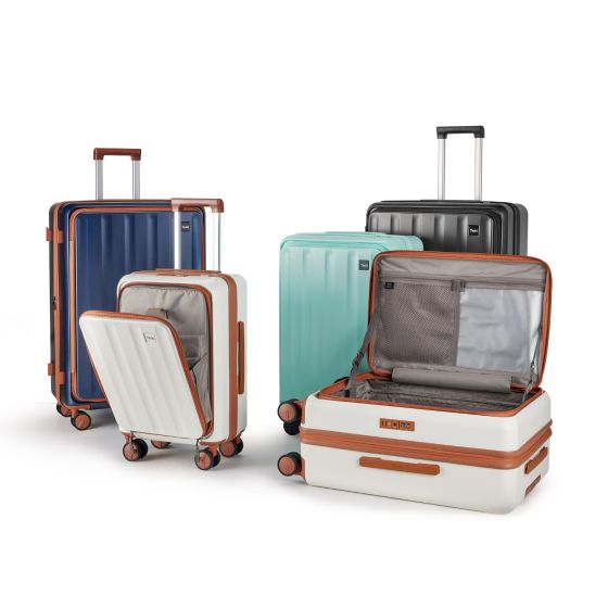 YASHI - OMI拉鍊前開蓋行李箱套裝 (20+28") (4色可選)