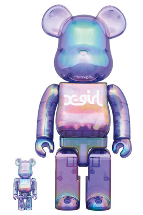 Be@rbrick- X-girl CLEAR PURPLE 400% + 100%