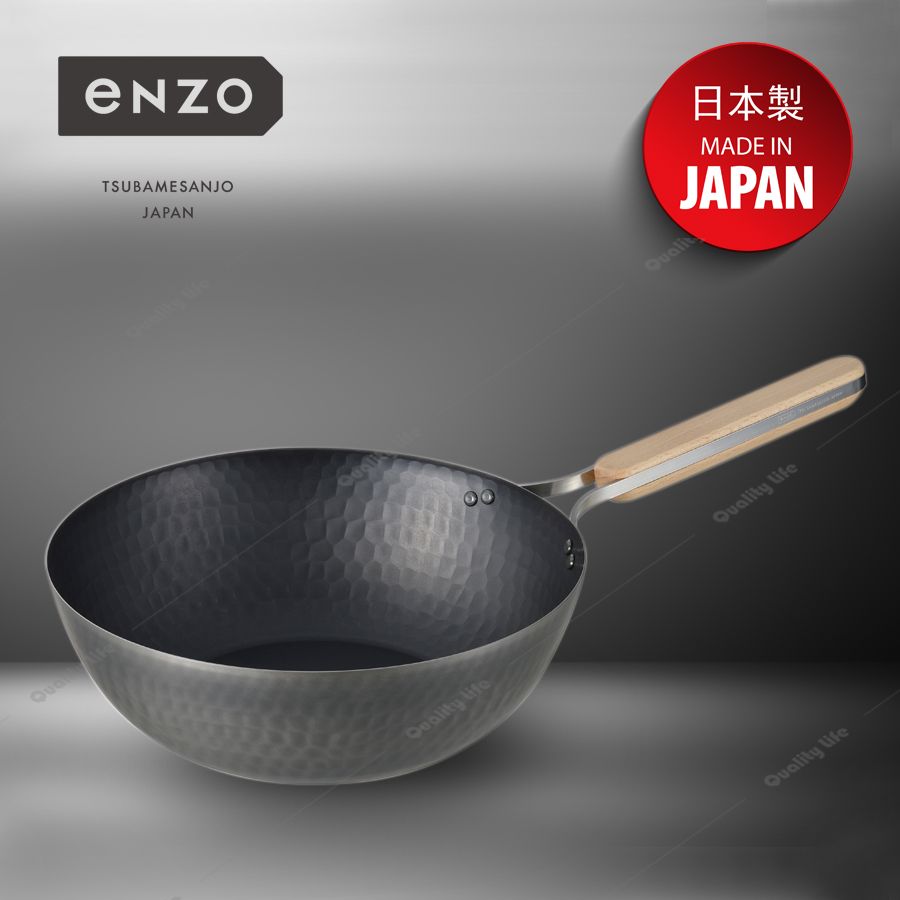 ENZO - [日本製] 純鐵(26cm/28cm) 炒鑊炒鍋- (輕、寬、深)