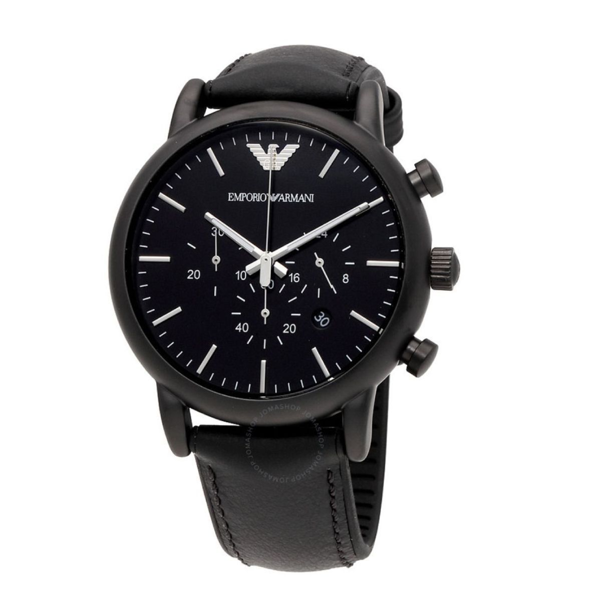 Emporio Armani Luigi 男士黑色真皮時計腕錶AR1970