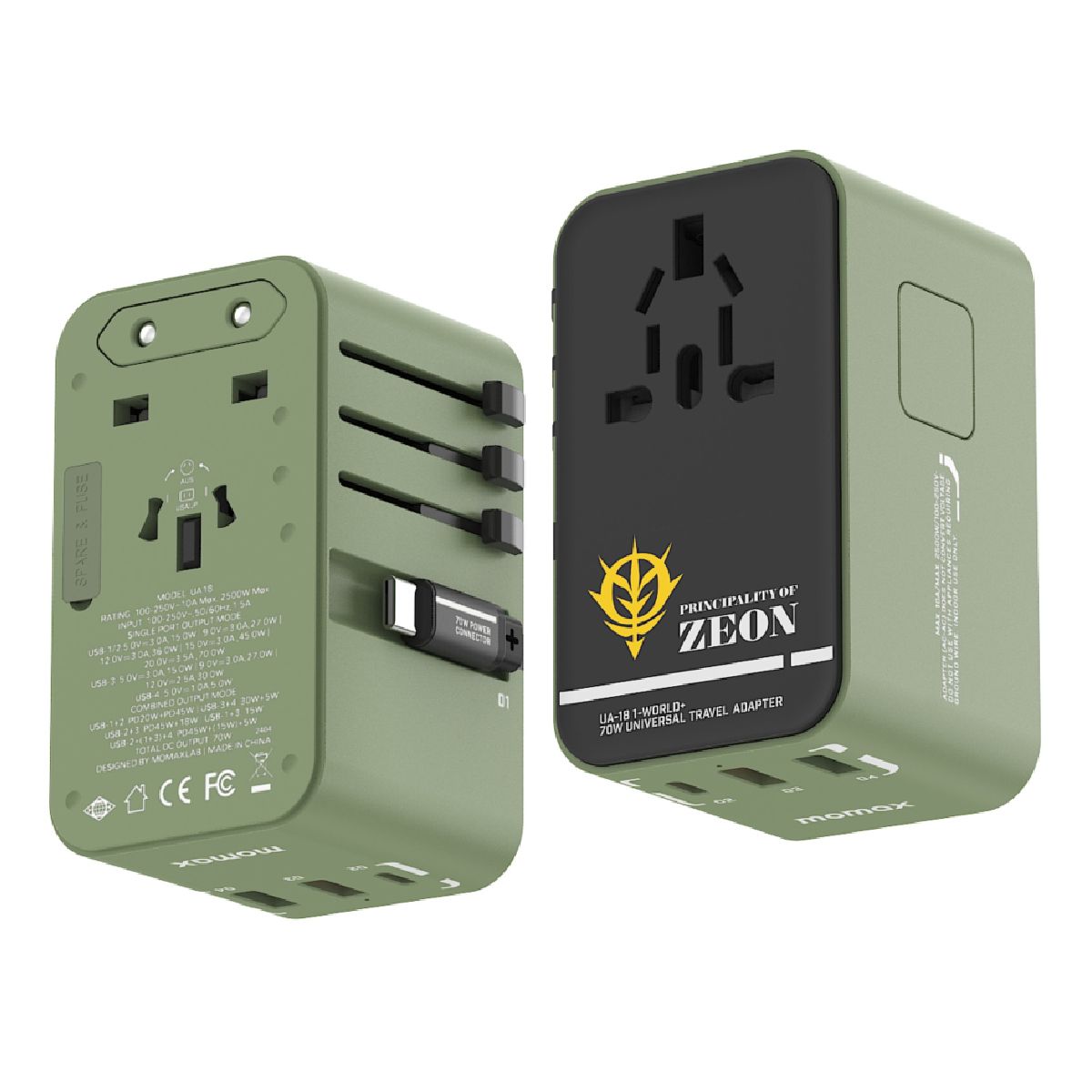 Momax - x Gundam 1-World+ 70W GaN 伸縮充電線旅行插座| The Club