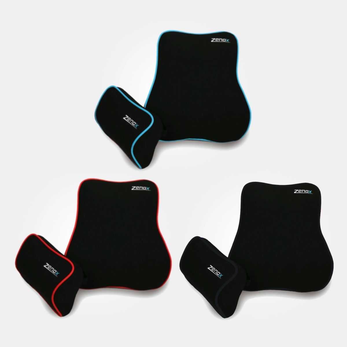 Zenox - 記憶海綿頭枕腰枕套裝(黑色/ 天藍色/ 紅色)