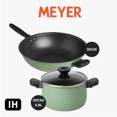 MEYER - 20CM/3.8L Nonstick Stockpot with Lid + 32CM/12.75" Nonstick Stirfry (13957-T_13959-T) CR-13957-T_13959-T