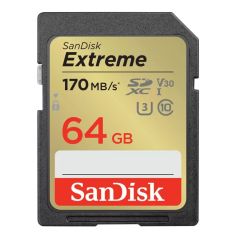SanDisk - Extreme SDXC Card 64GB UHS-I 170MB/R 80MB/W (SDSDXV2-064G-GNCIN ) 159-18-00167-1