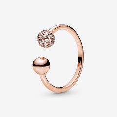 Pandora 潘多拉光滑密鑲珠飾開圈戒指 (潘朵拉尺寸:50/52)
