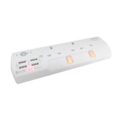 EIGHT - E2P4U - 2 Extension Socket with 4 USB Charger (WHITE) 208-36-00031-1