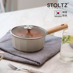 STOLTZ 18cm Sauce Pan with Glass Lid (Cream)(Applicable with Induction and Gas) CR NTLN-18 CR-2500092