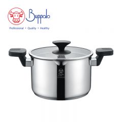 Buffalo - WISE COOK Stainless Steel Stockpot with Spout & Glass Lid 22cm/4.3L (34922S) 34922S