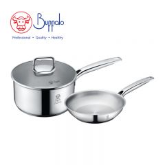 Buffalo - PRO TWINS COOK 3-Piece Cookware Set: Saucepan 20cm + Frypan 20cm + Glass Lid (35020PF1) 35020PF1