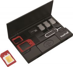 Travelmall Ultra-Slim Multi Storage Sim Card Organizer with Type C OTG Card Reader (Black)