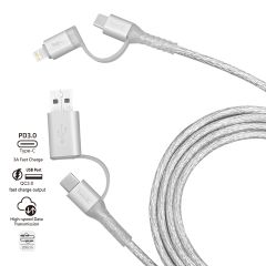 inno3C i-4LA-20 4 in 1 Lightning/Type-C to USB/Type-C Cable (Transparent Silver) 4173731