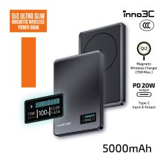 [3C CCC Certified] inno3C M0 OLED Qi2 Ultra Slim Magnetic Wireless Power Bank 5000mAh (Black) (3C) 