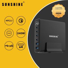 Sunshine GaN 快速充電器 240W PD3.1 QC3.0 USB-Ax2 USB-Cx4 (TRB-240W)