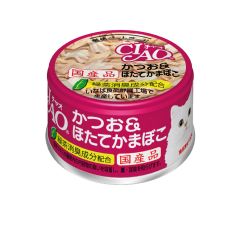 CIAO -  貓罐頭 白肉 - 鰹魚+瑤柱棒 (6罐 / 24罐) 4901133061264