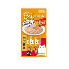 CIAO -  貓咪肉泥零食條 - 宗田鰹+木魚醬 (1 包 / 3 包) 4901133716676