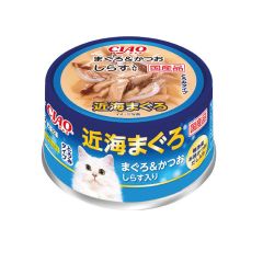 CIAO -  貓罐頭 - 〈近海吞拿魚〉鰹魚˙白飯魚入 (6罐 / 24罐) 4901133865916