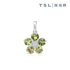 TSL|謝瑞麟 - Champ De Fleurs Collection SI925 with Green Sapphire Pendant-Forsythia 61776 61776-SAGN-W