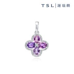 TSL|謝瑞麟 - Champ De Fleurs Collection SI925 with Purple Sapphire Pendant-Cornus kousa 61782 61782-SASA-W