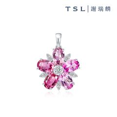 TSL|謝瑞麟 - Champ De Fleurs Collection SI925 with Pink Sapphire Pendant-Moss Phlox 61784 61784-SAPK-W
