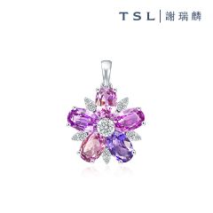 TSL|謝瑞麟 - Champ De Fleurs Collection SI925 with Purple Sapphire Pendant-Moss Phlox 61784 61784-SASA-W