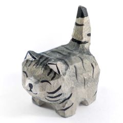 Islandoffer - 木雕灰色虎紋貓