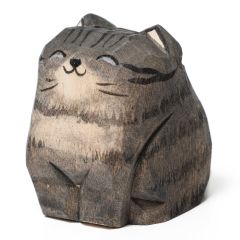 Islandoffer - (自家設計) 椴木雕坐立灰色虎紋貓