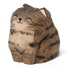 Islandoffer - (自家設計) 椴木雕坐立啡色虎紋貓
