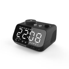 Mobile Phone Charging Alarm Clock Radio Bluetooth Speaker - Black A0172_Black