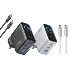 Anker - Charger with USB-C Cable | 100W | 3-Port| B121B [Black / Silver] ANKER_B121B_ALL