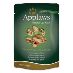 Applaws - 愛普士 100% 天然雞胸肉+蘆筍|貓貓輕便袋裝濕糧 (70g)#8002 #491969
