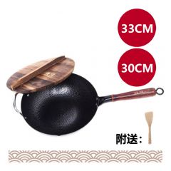 ASK_HC-6MO VDADA - [日本製]Watahan 鐵技高純鐵鍋連木蓋 - (30cm/33cm)-(附送木勺)