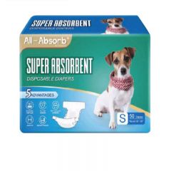BDDDMFLM150 All-Absorb - 美國高效吸水一次性寵物紙尿褲 (雄雌適用) - 尺寸：大碼 (L) [50塊/包]