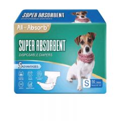 BDDDMFSM120 All-Absorb - 美國高效吸水一次性寵物紙尿褲 (雄雌適用) - 尺寸：細碼 (S) [50塊/包]