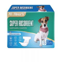 BDDDMFXLM160 All-Absorb - 美國高效吸水一次性寵物紙尿褲 (雄雌適用) - 尺寸：加大碼 (XL) [50塊/包]