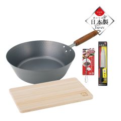 Summit IH Nitriding Process Deep Frying Pan Embossed Deep Frying Pan 28cm Exclusive Set (Free Japanese cookware set) BJ0052-IKG0001