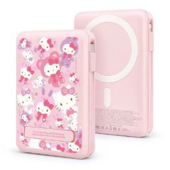 [3C CCC Certified] GARMMA - Sanrio Hello Kitty 5-in-1 Magnetic Wireless Power Bank 10000mAh [Pink / White] BR02117_ALL