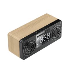 Wooden Alarm Clock Bluetooth Audio Speaker - Mahogany Grain C0004_Yellow