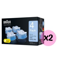Braun CCR4 Clean & Charge Refill Cartridges x2 packs C01212