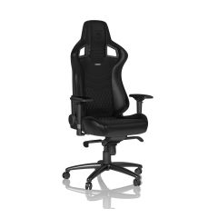 noblechairs EPIC Gaming Chair - full grain leather - (black/black with white Line) C500-All