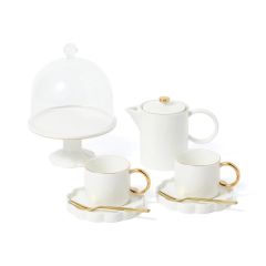 Francfranc - PASTEL SCALLOP 下午茶雙人餐具套裝 白色 CR-1101090041337