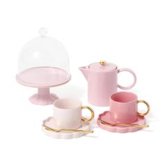 Francfranc - PASTEL SCALLOP 下午茶雙人餐具套裝 粉紅色 CR-1101090041344