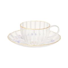Francfranc - 花邊玻璃 茶杯和碟子 CR-1101100038159