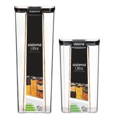 (Made in New Zealand) Sistema - Ultra Square Container Set of 2 (1.3L + 1.9L ) CR-5140351404